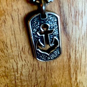 David Yurman Anchor Pendant dog tag and 22” Neckless Sterling Silver 925